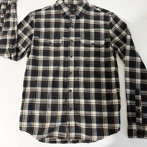 Banana Republic Button Up Shirt Mens Small Luxe Flannel Untucked Slim Fit Plaid